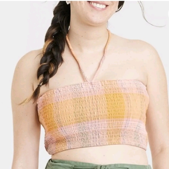 Universal Thread Tops - Universal Thread Women's Smocked Pastel Multicolor Halter Tank Top